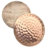 Just Copper Dimple Copper Coaster with Wooden Backing